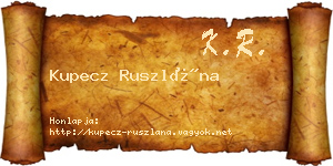 Kupecz Ruszlána névjegykártya